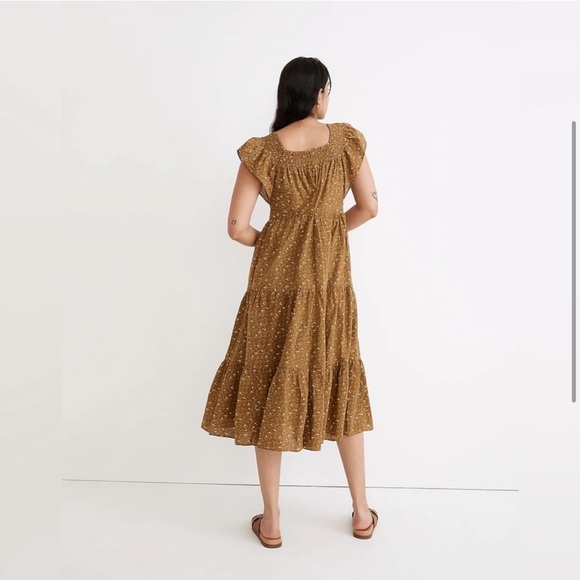 Madewell Ruffle-Sleeve Tiered Midi Dress - Picture 4 of 10